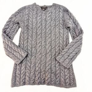 Henri Bendel Gray Cashmere Sweater Woven Long Sleeve Size Medium
